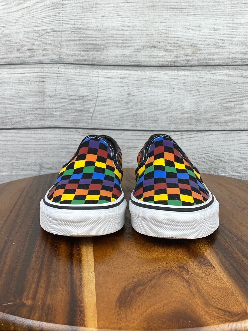 Vans Classic Slip On Rainbow Checkerboard Sneakers Women’s Shoe Size 6 - Picture 6 of 10